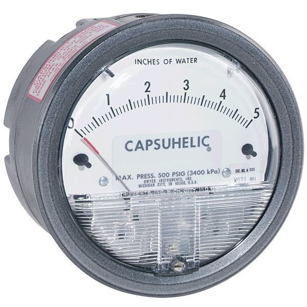 Dwyer Instruments 4001B Capsuhelic Differential Pressure Gauge, 0-1 in H2O