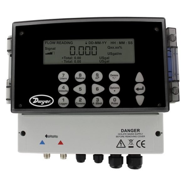 Dwyer Instruments UFB-122 Ultrasonic Flow Meter, Permanent Mount, IP65