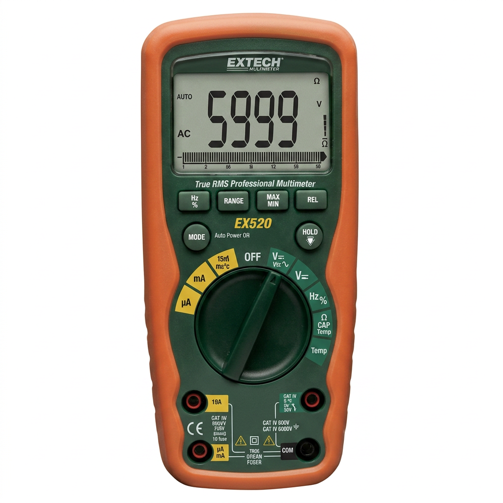 Extech EX520 True RMS Industrial Multimeter with Type K Thermocouple